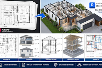 convert cad drawings to revit bim models and construction documents