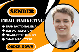 setup sender transactional emails sms automation sender newsletter design
