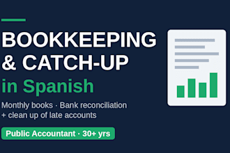 do monthly bookkeeping, catch up and bank reconciliation in spanish