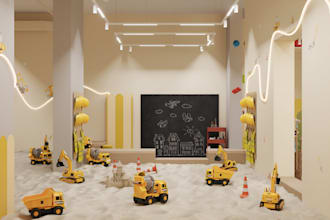 design 3d indoor entertainment center and activity space
