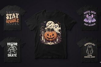 do custom halloween t shirt design and retro typography