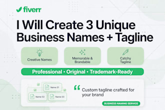 create a unique business name with tagline and domain check