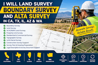 provide land survey boundary survey and alta survey in ca tx il az wa