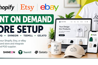 setup shopify etsy ebay print on demand store with apliiq shineon teemill gelato