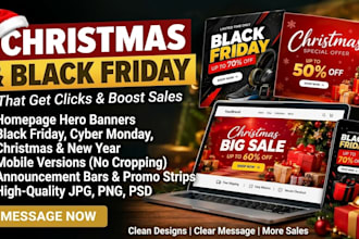 design christmas homepage banners and black friday sale banners