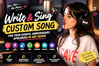 write and sing custom song for your events, anniversary, apologies in any genre