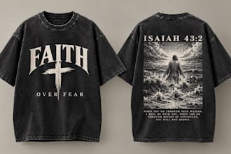 create custom christian t shirt with typography, bible verse and graphics