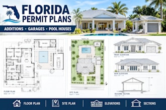 draw florida addition garage pool house permit plans