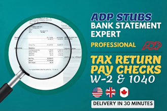 prepare payroll, adp stubs ,w2 1099 and 1040, paychecks