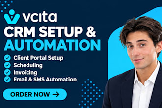 setup vcita CRM client portal scheduling invoicing email SMS automation