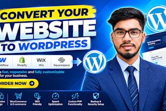 design or clone webflow, shopify, wix websites to wordpress