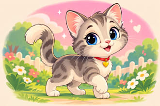 create your favorite pet into a beautiful disney cartoon illustration