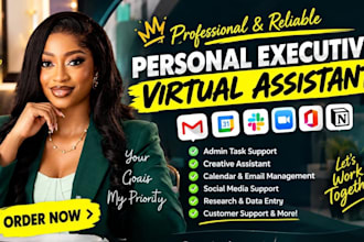 personal executive virtual assistant creative assistant admin task support VA