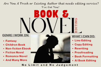 be fantasy book editor, line, copy edit novel proofread nonfiction ai manuscript
