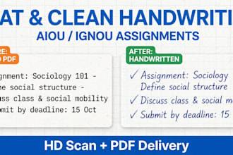 convert your typed PDF to neat and clean handwritten assignment for aiou ignou