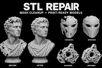 repair stl files, fix mesh, watertight errors, modify stl file for 3d printing