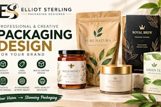do product packaging design, label and box design, ai packaging into print ready