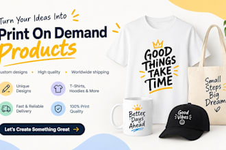 design shopify printful, printify print on demand store