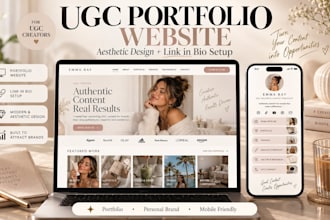design aesthetic portfolio website for ugc content creators link in bio setup