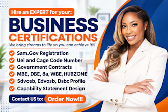 prepare and submit wosb sdvosb mbe wbe dbe sba 8a samgov business certification