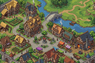 create 2d top down pixel art tilesets, rpg environments and backgrounds