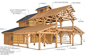 create timber frame cnc shop drawing, wood framing, bim model for fabrications