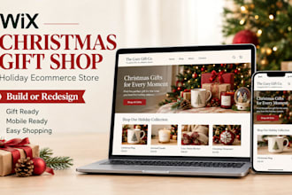 design or redesign a wix christmas gift shop and wix ecommerce holiday store