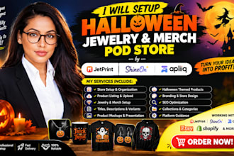setup halloween jewelry merch by jetprint shineon apliiq pod store