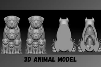 sculpt 3d animal model, 3d dog pet, stl portraits 3mf for 3d printing