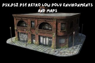 create creepy retro ps2 psx ps1 low poly horror game environments and maps