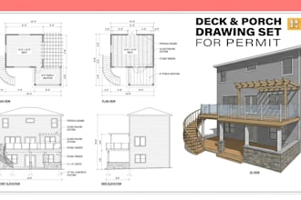create deck permit plans, deck framing plans, adu, garage and shed blueprint
