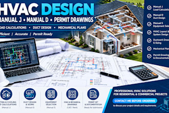 design hvac permit drawings, manual j load calculations and manual d duct design