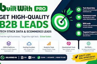 delivered tech stack data, ecommerce leads report, b2b leads with builtwith pro