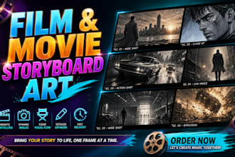 create cinematic storyboard illustrations for film movie video production