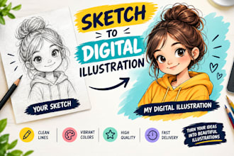 turn your hand drawn sketch into digital illustration