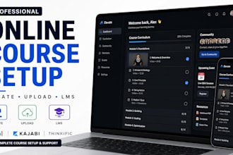 create and setup online course, skool community and lms