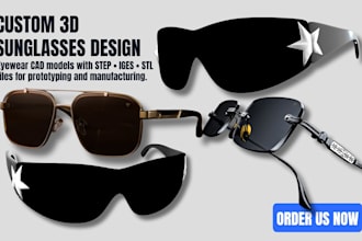 3d eyewear design sunglasses model step iges stl file for prototype manufacture