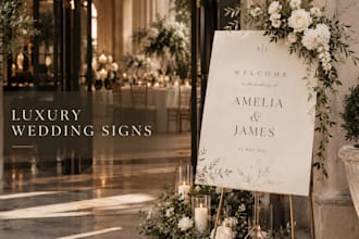 design editable luxury wedding welcome signs and reception signage