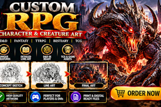 design custom rpg monster creature art, bestiary and tcg character design