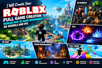 be your roblox full game creation roblox map 3d game enviroment 3d model and vfx