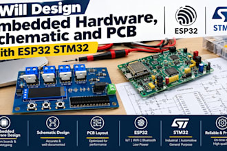 design embedded hardware schematic and pcb with esp32 stm32