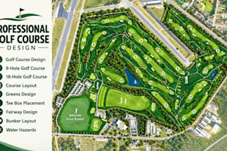 do professional golf course map design in vector format