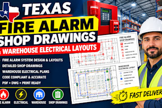 design texas fire alarm shop drawings and warehouse electrical layouts