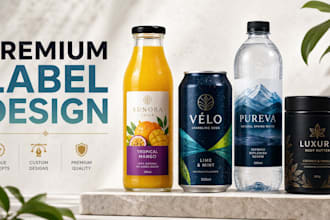 design premium product, beverage, can and bottle labels