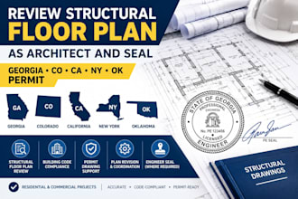 review structural floor plan as architect and seal georgia co ca ny ok permit