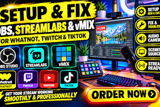 setup and fix obs, streamlabs and vmix for youtube, twitch, tiktok and whatnot