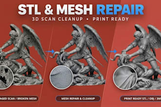 repair stl file, fix 3d mesh errors and cleanup 3d scans and make it printable