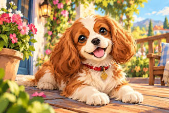 create a beautiful custom cartoon pet portrait within 24 hours