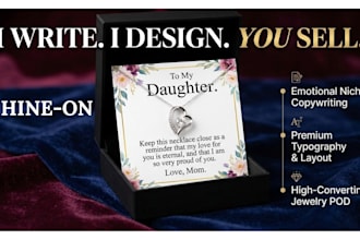 design shineon custom message card jewelry setup shopify print on demand store