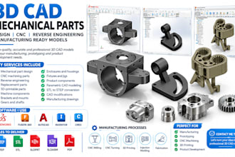 design 3d cad mechanical parts, cnc parts housing and manufacturing ready models
